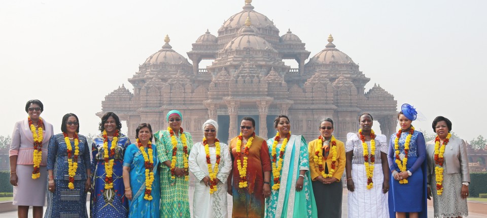 12 African Nations' First Ladies at Swaminarayan Akshardham Mandir, New Delhi